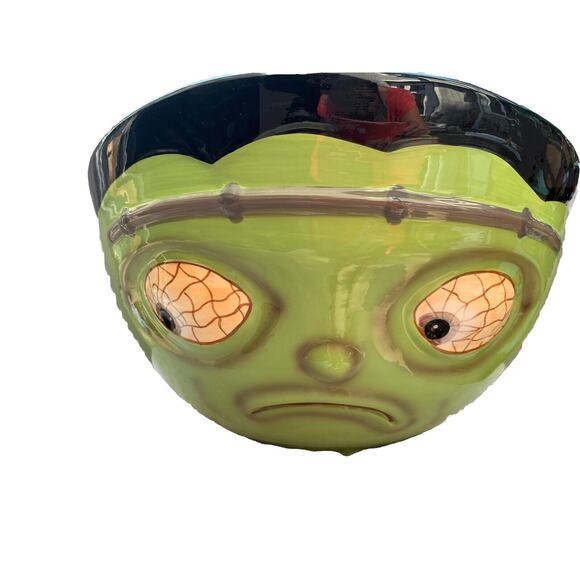 Frankenstein 12” W Large Ceramic Bowl Candy Halloween Decor Green Home Decor - Picture 9 of 10
